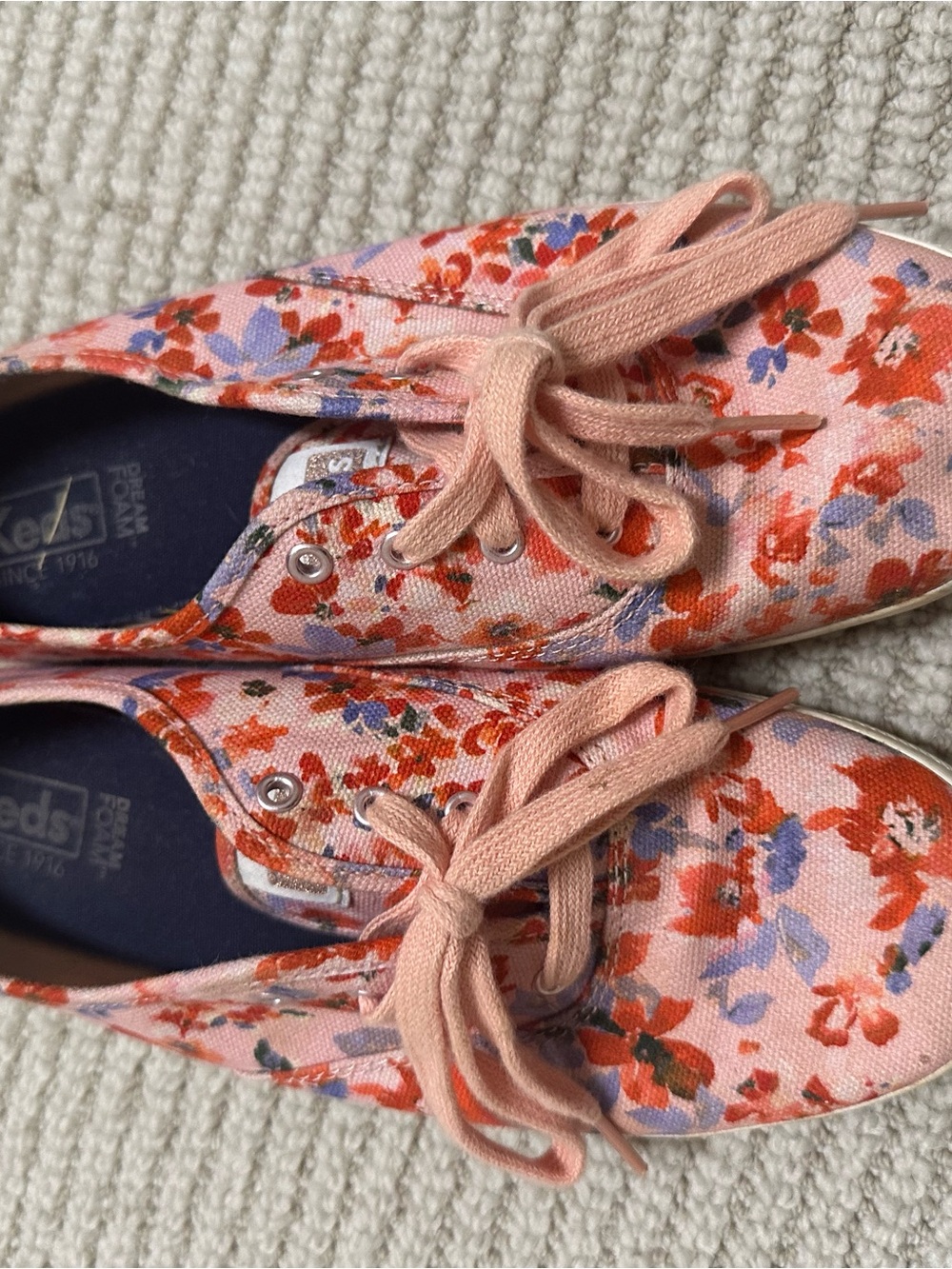Keds Pink Floral Lace-Up Canvas Sneakers